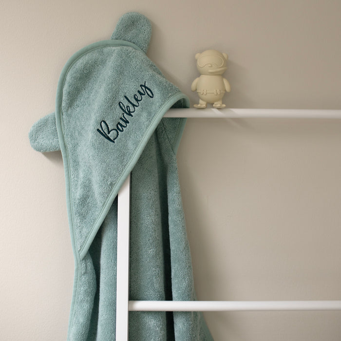 Mabel & Fox - Personalised Hooded Towel - Sea Green - Mabel & Fox