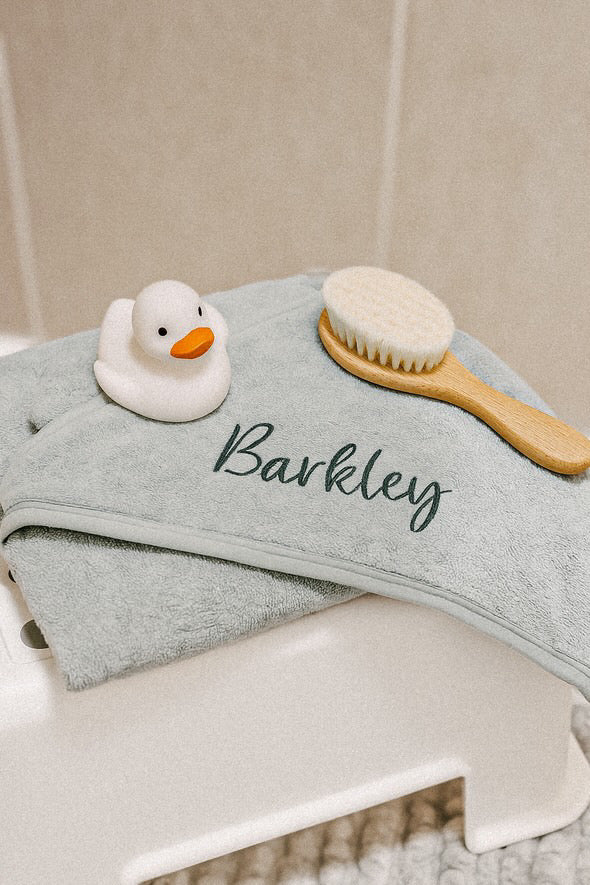 Mabel & Fox - Personalised Hooded Towel - Sea Green - Mabel & Fox