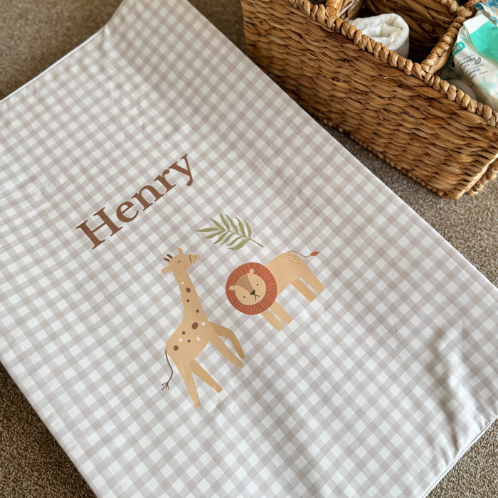 Mabel & Fox - Personalised Wedge Baby Changing Mat - Boho Safari - Mabel & Fox