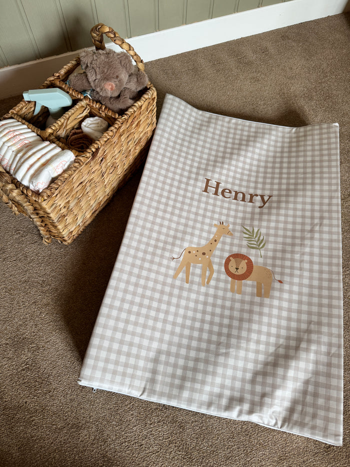 Mabel & Fox - Personalised Wedge Baby Changing Mat - Boho Safari - Mabel & Fox