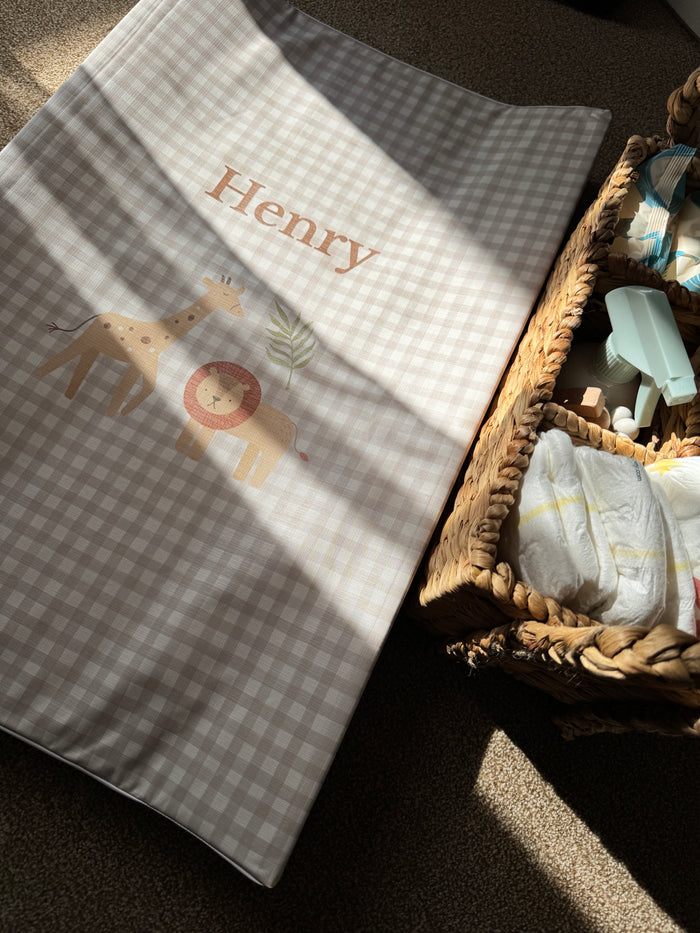 Mabel & Fox - Personalised Wedge Baby Changing Mat - Boho Safari - Mabel & Fox