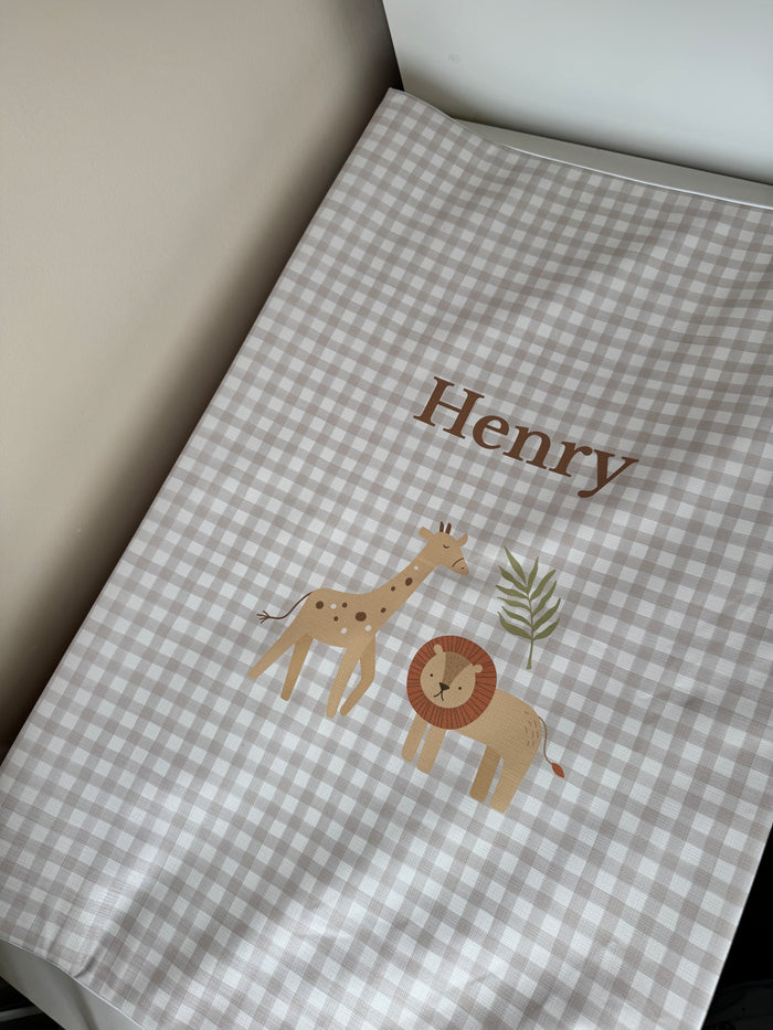 Mabel & Fox - Personalised Wedge Baby Changing Mat - Boho Safari - Mabel & Fox