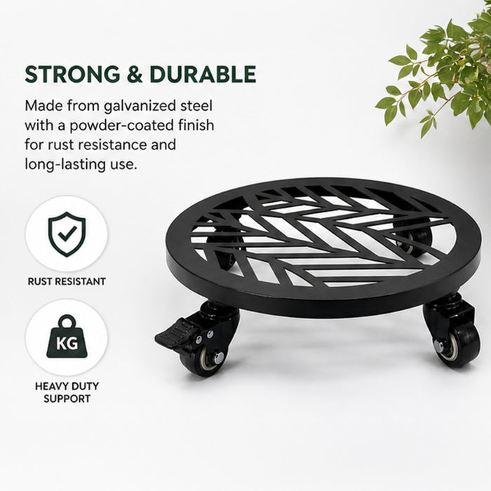 Metal Plant Caddy with Wheels - Pack of 2