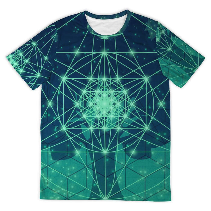 Metatron's Cube Sacred Geometry (Flower of Life, Seed of Life Clothing, Golden Ratio) Graphic Art T-Shirt