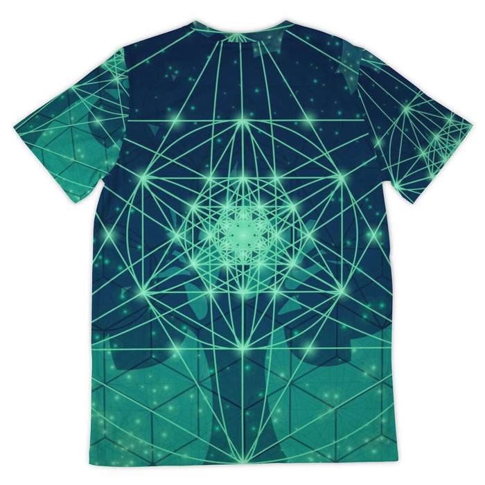 Metatron's Cube Sacred Geometry (Flower of Life, Seed of Life Clothing, Golden Ratio) Graphic Art T-Shirt