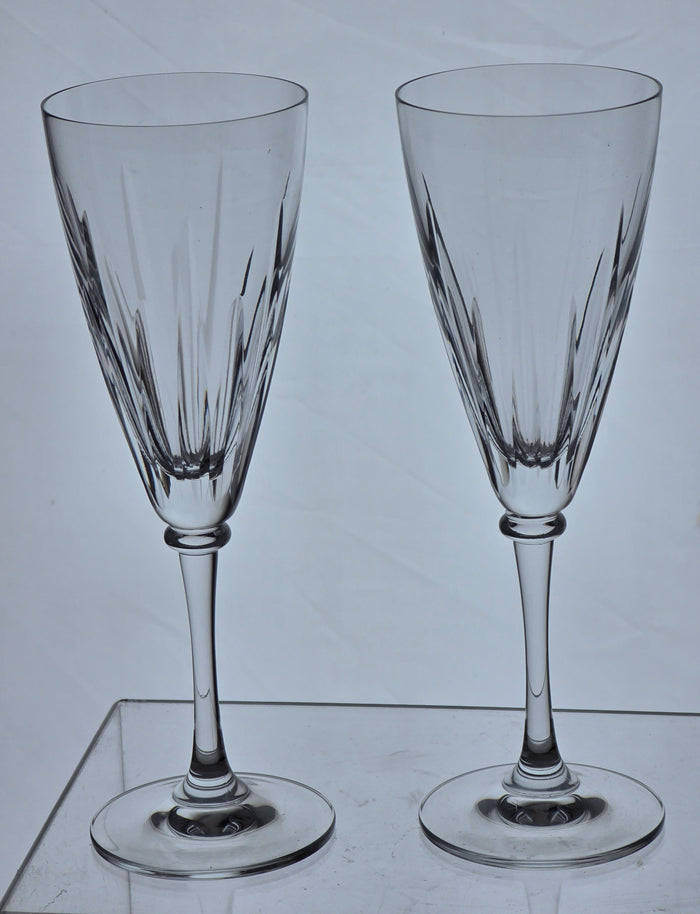 Mikasa cut glass flutes stemware pair