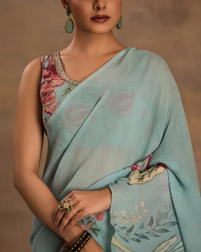 Mint Blossom Drape Saree