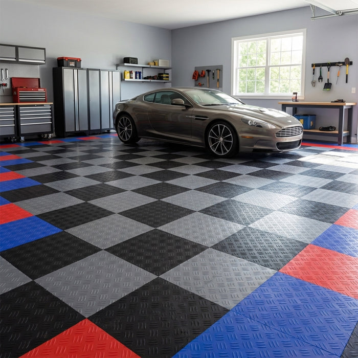 Modular Interlocking Solid Floor Tiles - Blue