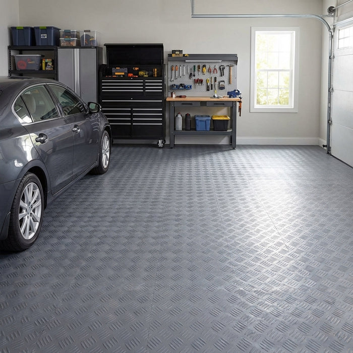 Modular Interlocking Solid Floor Tiles - Grey