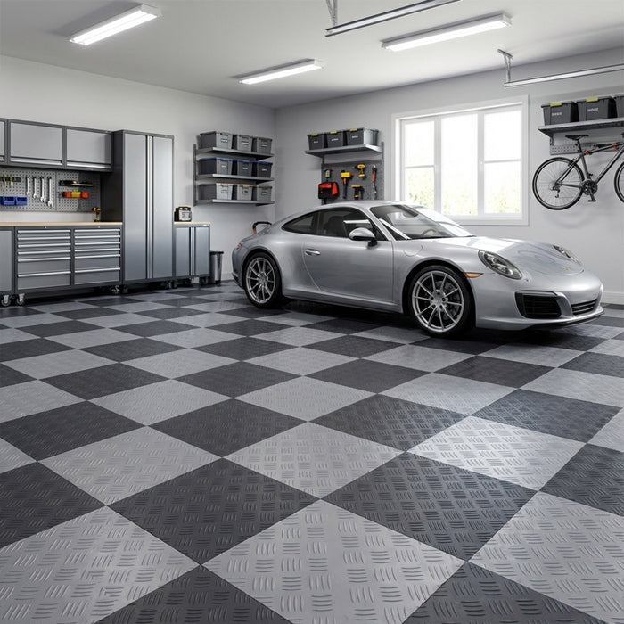 Modular Interlocking Solid Floor Tiles - Grey