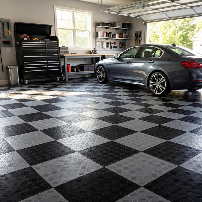 Modular Interlocking Solid Floor Tiles - Grey