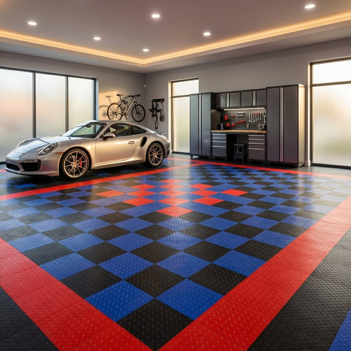Modular Interlocking Solid Floor Tiles - Red