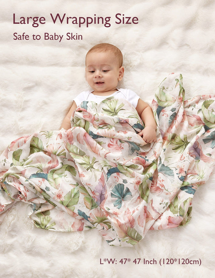 Momcozy Softness Swaddle Blankets -  Flower Beige (2 Pack)