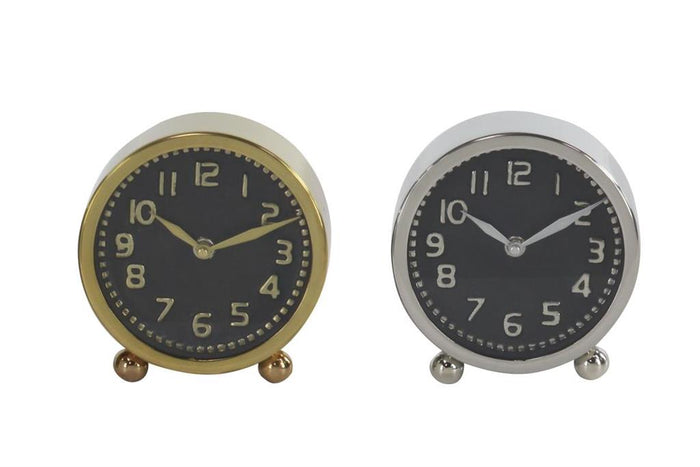 MULTI COLORED STAINLESS STEEL CLOCK WITH BLACK CLOCK FACES