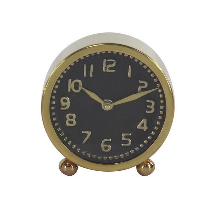 MULTI COLORED STAINLESS STEEL CLOCK WITH BLACK CLOCK FACES