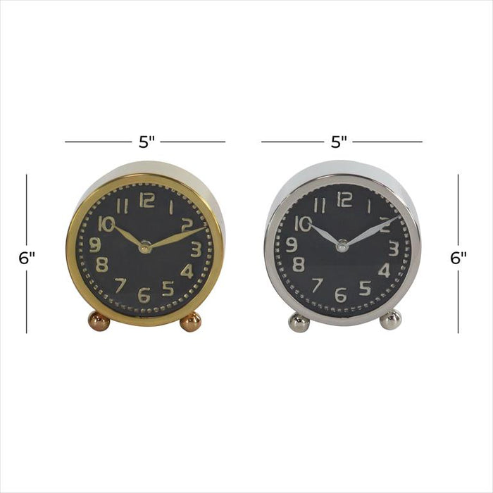 MULTI COLORED STAINLESS STEEL CLOCK WITH BLACK CLOCK FACES