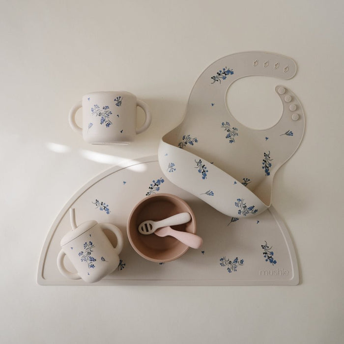 Mushie - Silicone Training Cup + Straw - Lilac Flowers - Mabel & Fox