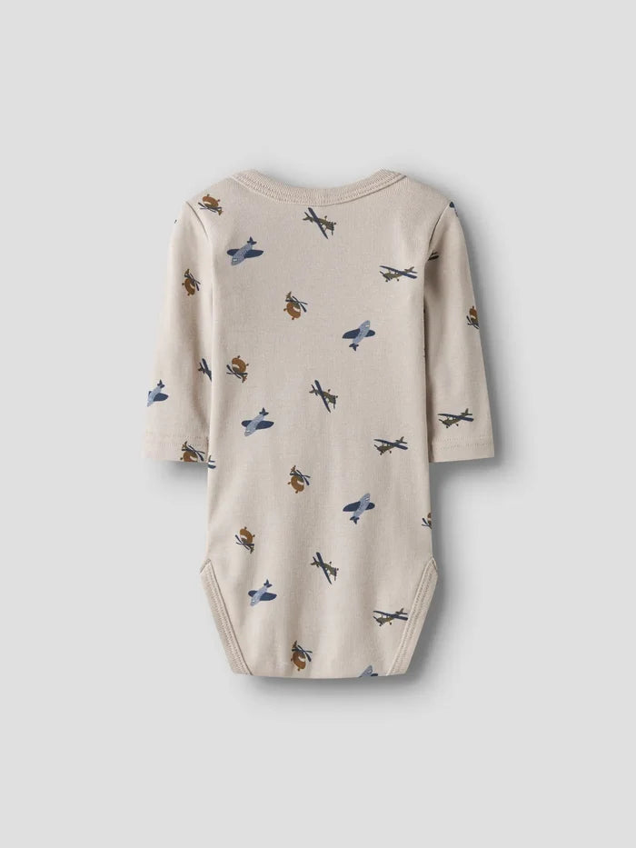 Name It - Long Sleeve Bodysuit Set - Airplanes (3 Pcs) - Mabel & Fox