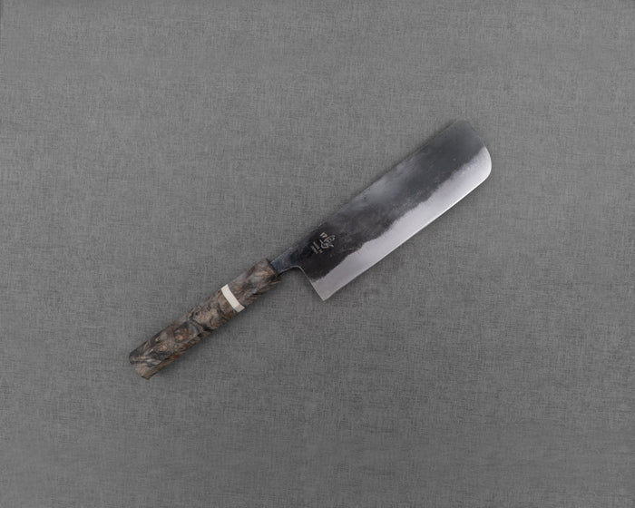 Naru “Hatsukou Series” Aogami #2 Kurouchi 165mm Nakiri with Shadow Burl Handle