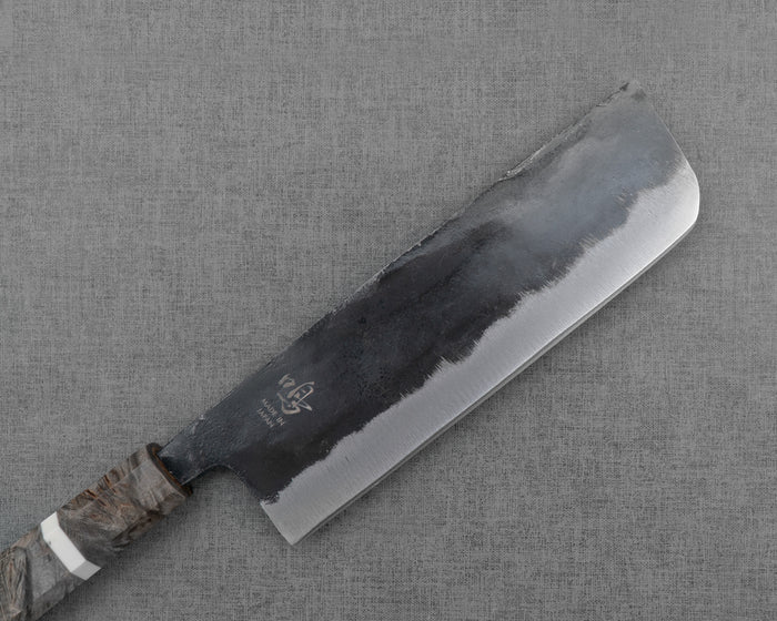 Naru “Hatsukou Series” Aogami #2 Kurouchi 165mm Nakiri with Shadow Burl Handle