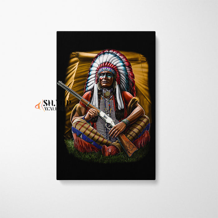 Native American Chief Wall Art Canvas