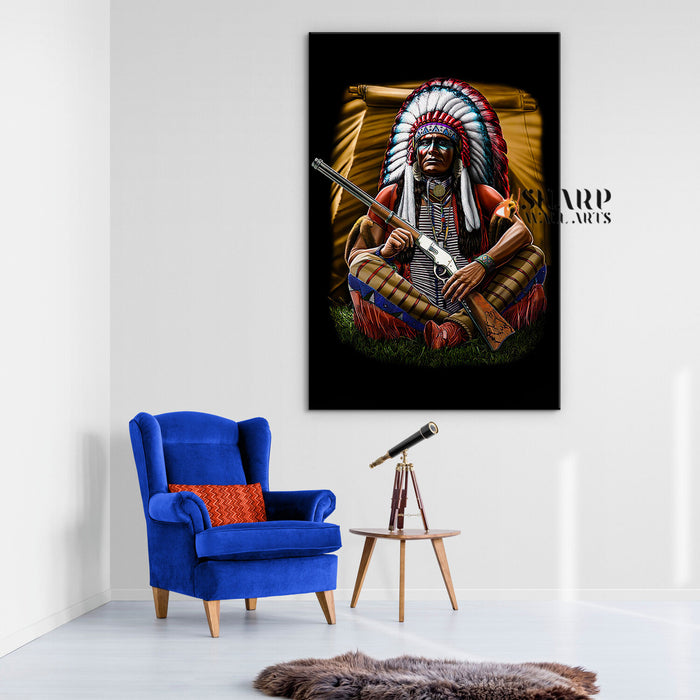 Native American Chief Wall Art Canvas