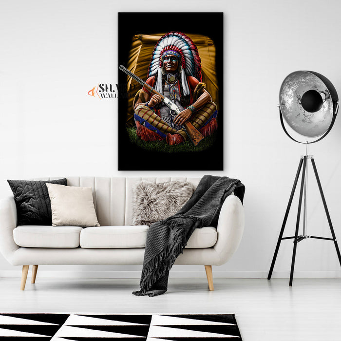 Native American Chief Wall Art Canvas