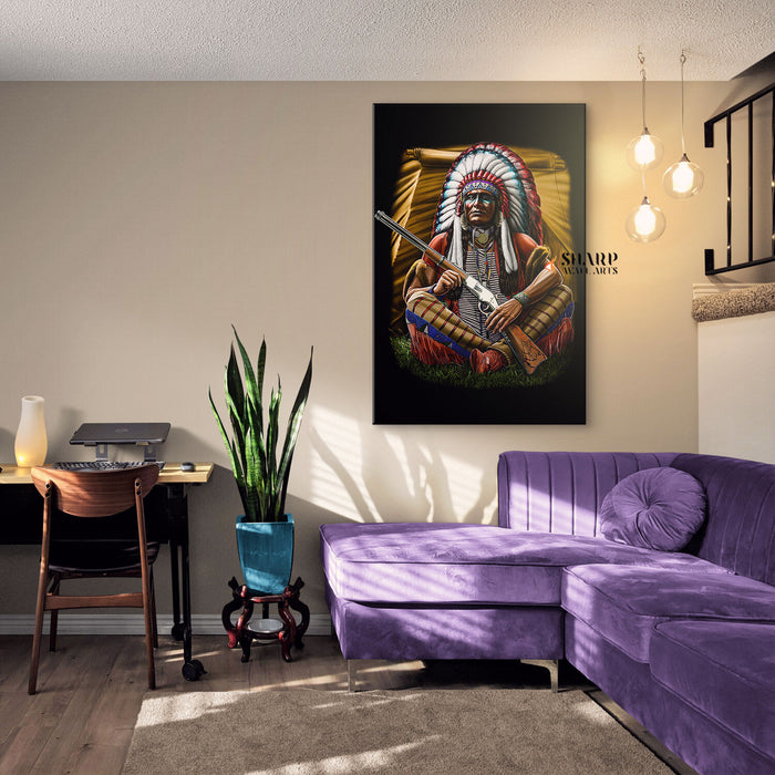Native American Chief Wall Art Canvas