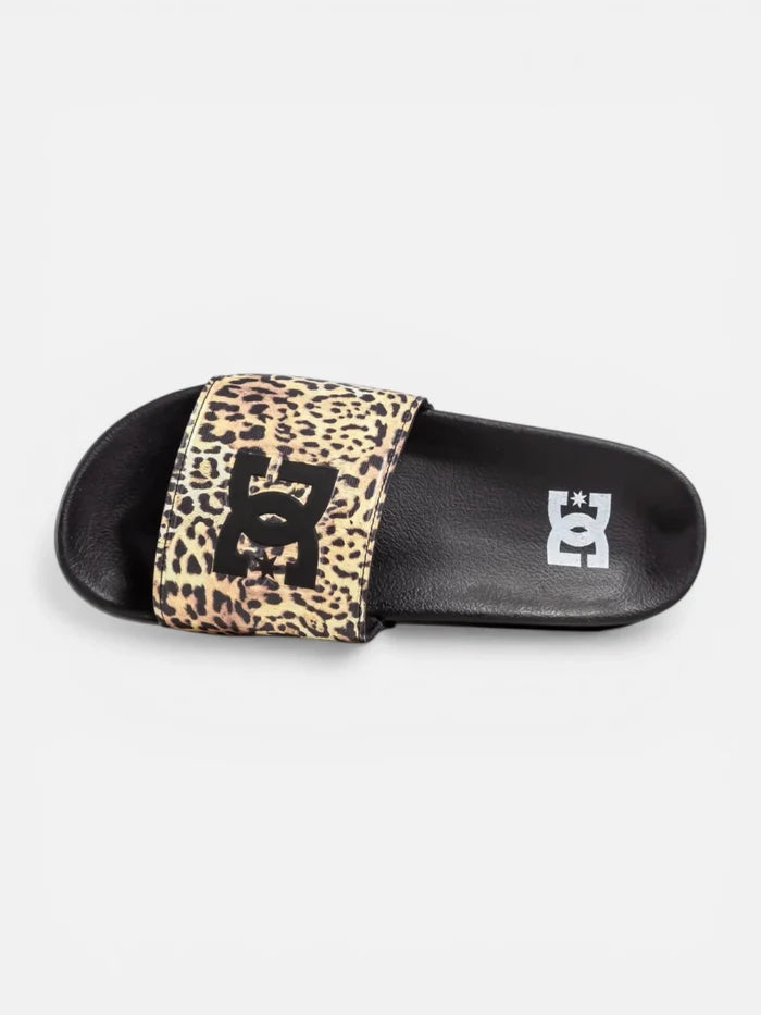 Ojota Dc Mujer Slide Platform Negro Animal Print