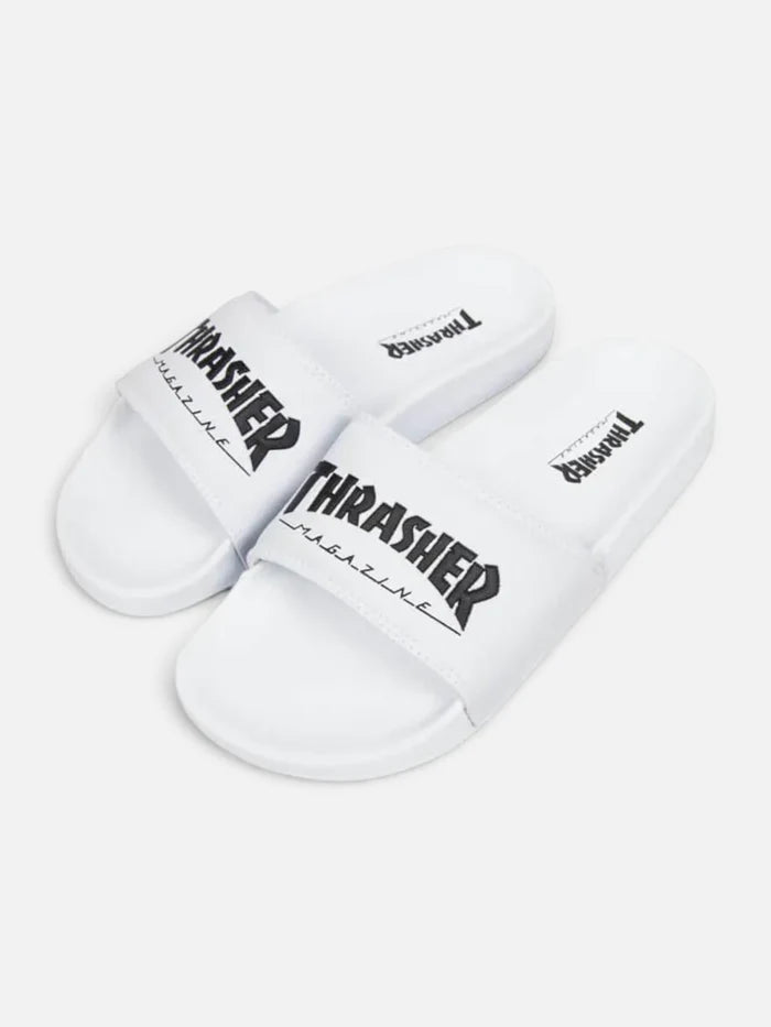 Ojota Thrasher Sliders Magazine Blanco Negro