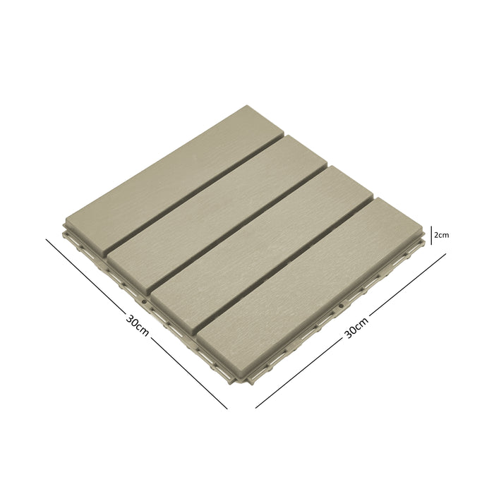 Pack of 12 Polydeck PVC Decking Tiles - Beige