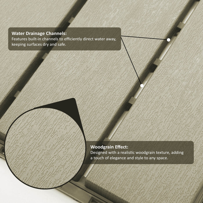 Pack of 12 Polydeck PVC Decking Tiles - Beige