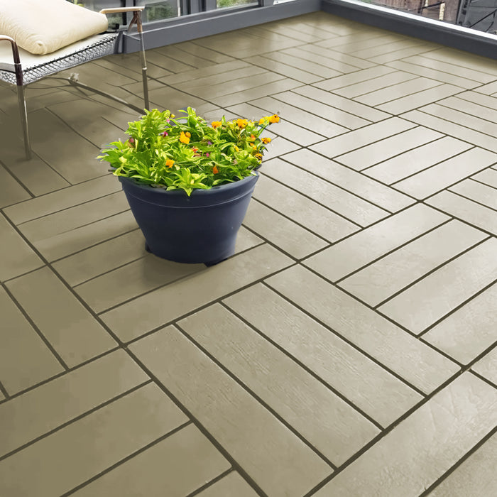 Pack of 12 Polydeck PVC Decking Tiles - Beige