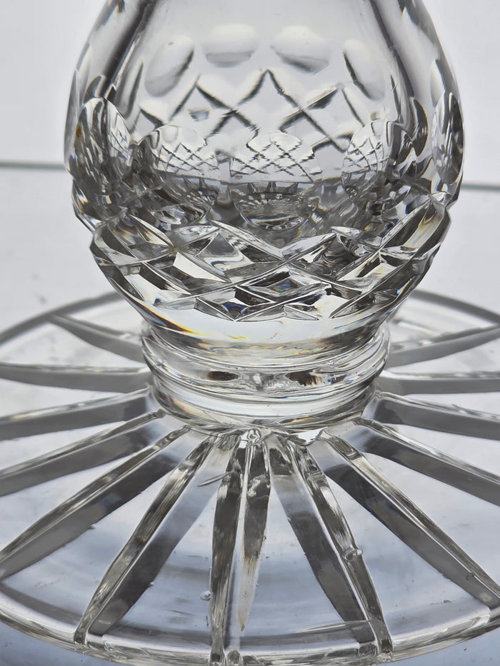 Pair candle cut glass sticks crystal