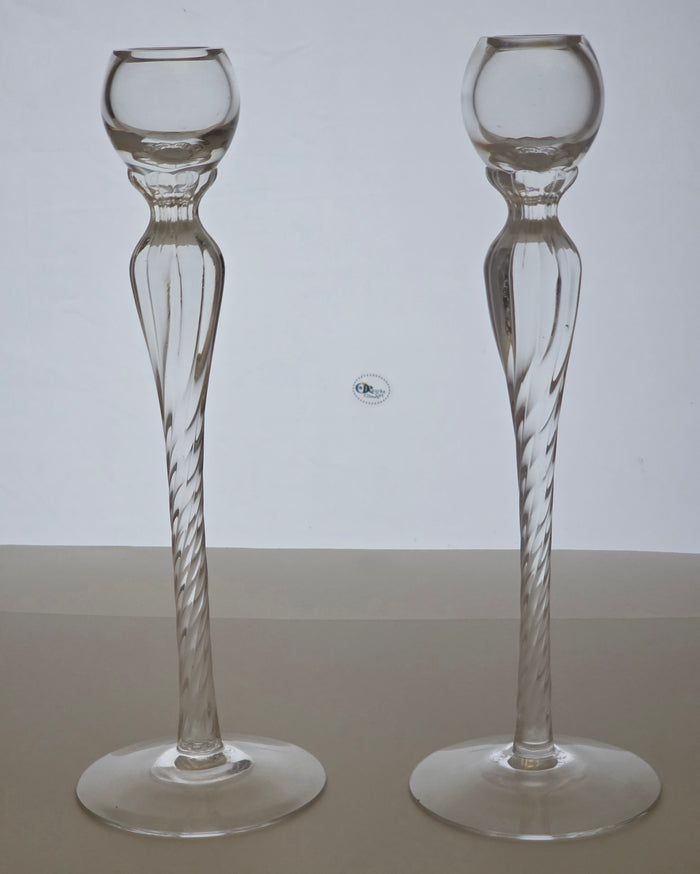 Pair of Lenox Aria candle sticks Crystal Made in USA Mt Pleasant PA
