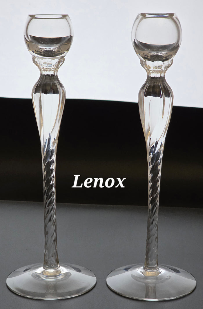 Pair of Lenox Aria candle sticks Crystal Made in USA Mt Pleasant PA