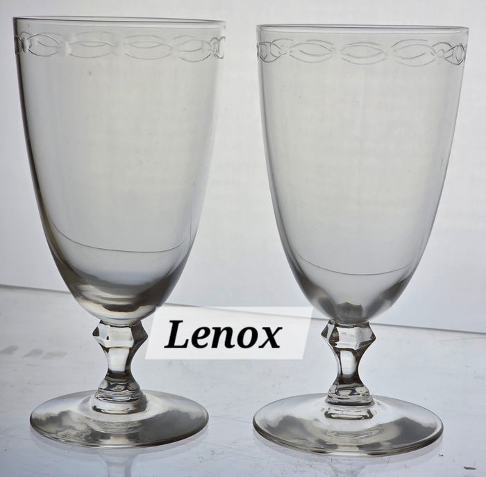 Pair Signed Lenox Crystal sentiment ice tea glasses replacement