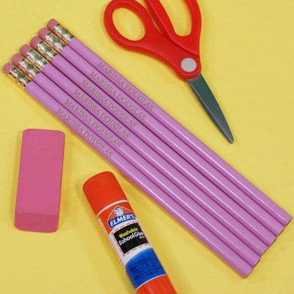 Personalized Engraved Pink School Pencils