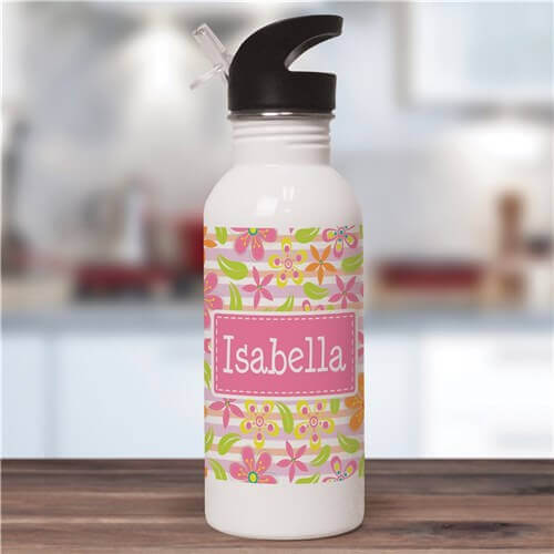 Bliss EDU Personalized Floral Pattern Water Bottle
