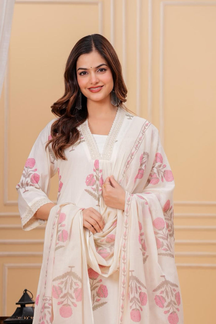 Pink Bloom Cotton Kurta Set