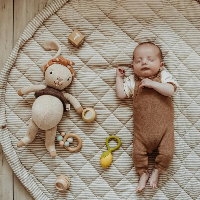 Play & Go - Soft Organic Playmat - Blue Stripes - Mabel & Fox
