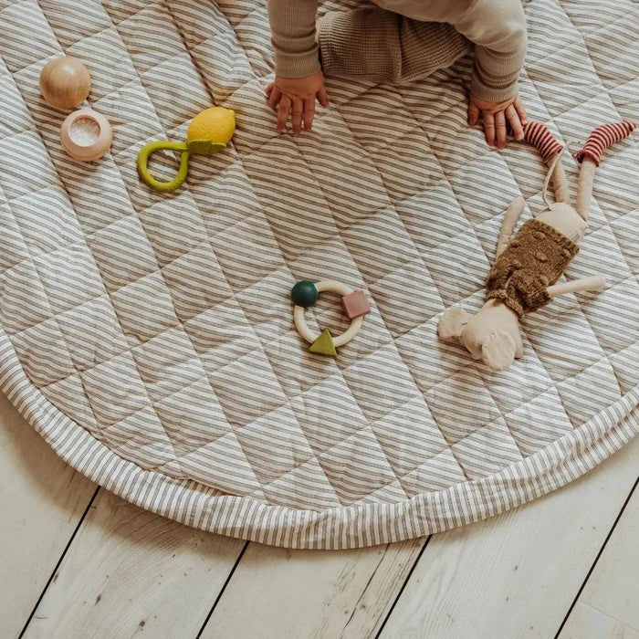 Play & Go - Soft Organic Playmat - Blue Stripes - Mabel & Fox