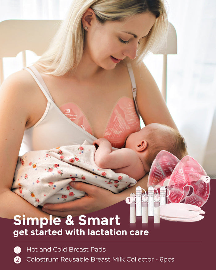 Postpartum Essentials Bundle: Hot and Cold Breast Pads & Colostrum Milk Collector