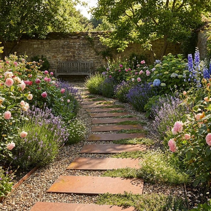 Pre-Rusted Metal Stepping Stones – Garden Pathway Paving Slabs