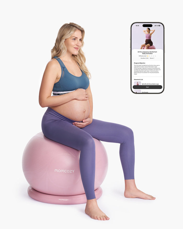 Pregnancy Essential Bundle：Pregnancy Ball & Wide Calf Compression Sports Socks(Light Gray&Pink))
