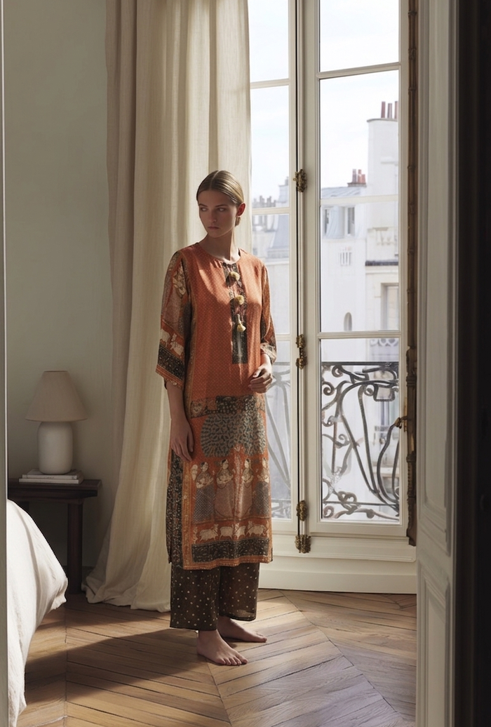 Women's orange kurta set