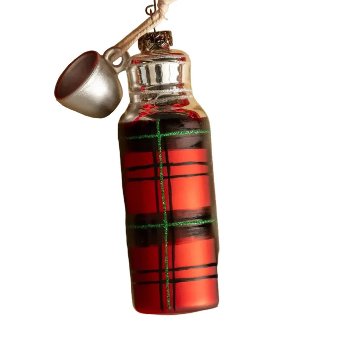 Ragon House Glass Plaid Thermos Hanging Christmas Decoration