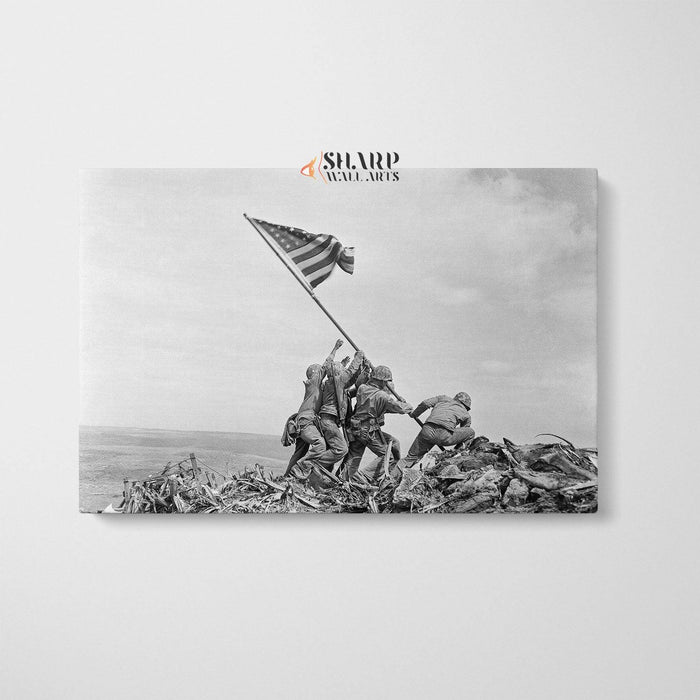 Raising the Flag on Iwo Jima Canvas Wall Art - SharpWallArts