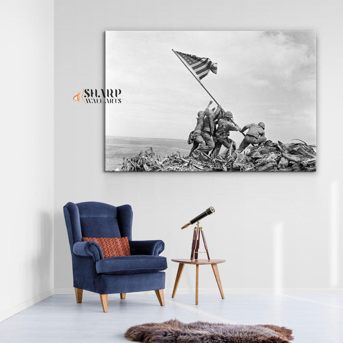 Raising the Flag on Iwo Jima Canvas Wall Art - SharpWallArts