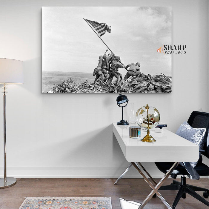 Raising the Flag on Iwo Jima Canvas Wall Art - SharpWallArts